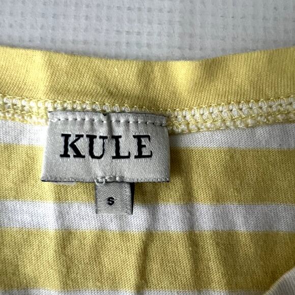 Kule Short Sleeve Tee Shirt Yellow White Women Size Small - Picture 8 of 9